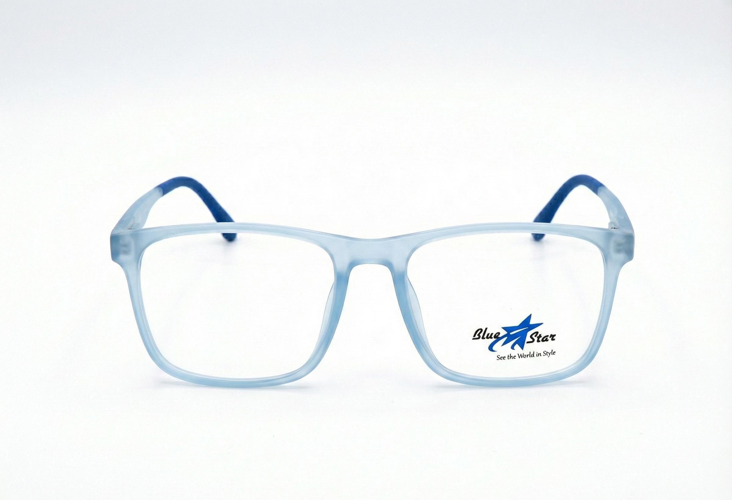 Vintage Mat Transparent Blue Rectangle Eyeglasses view 3