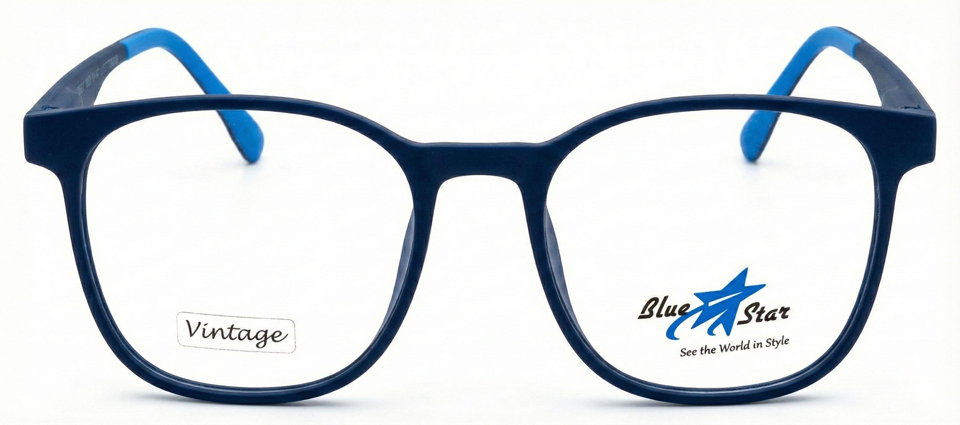 Vintage Mat Navy Blue Square Eyeglasses