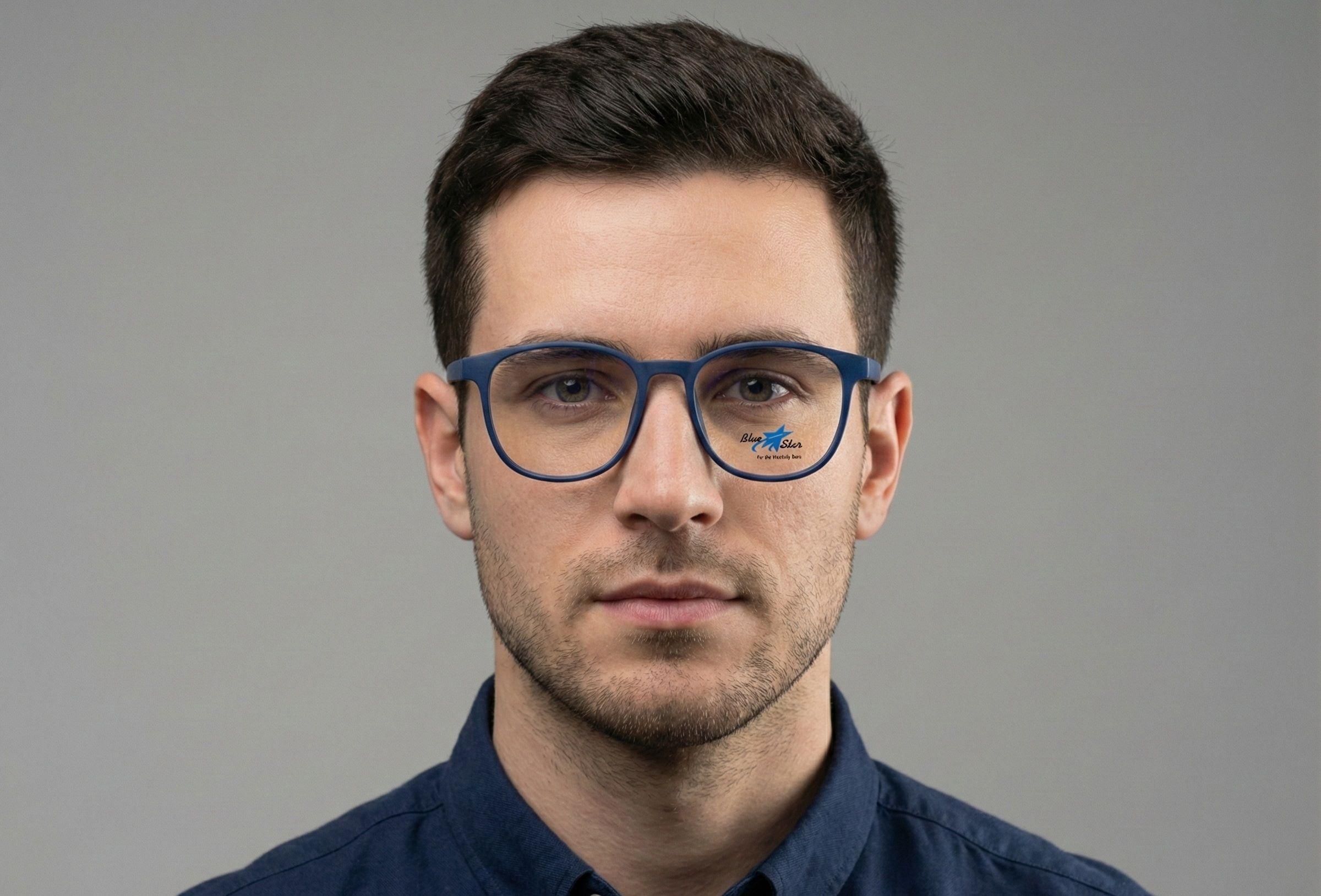 Vintage Mat Navy Blue Square Eyeglasses view 3