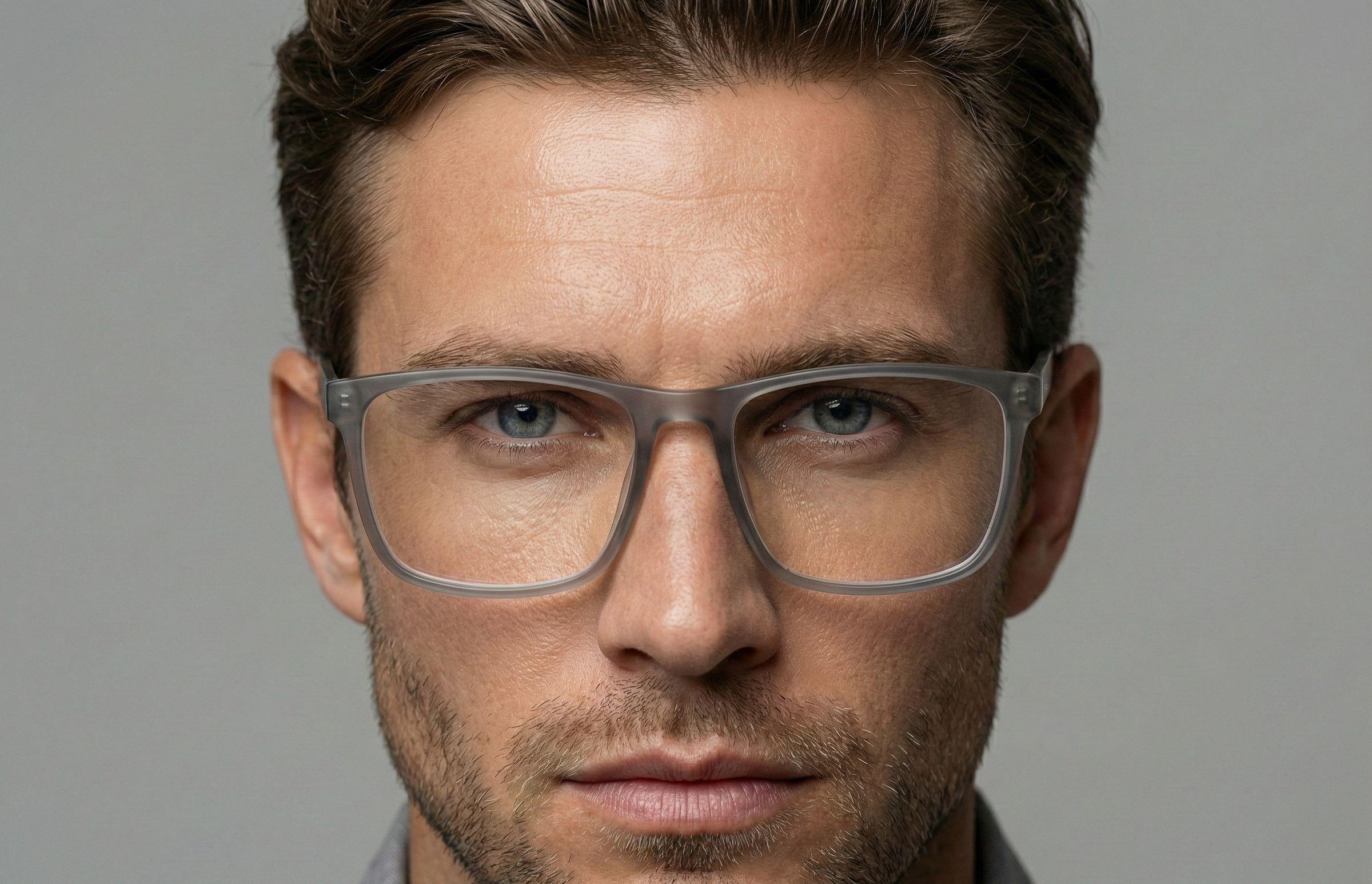 Vintage Mat Transparent Grey Square Eyeglasses view 2