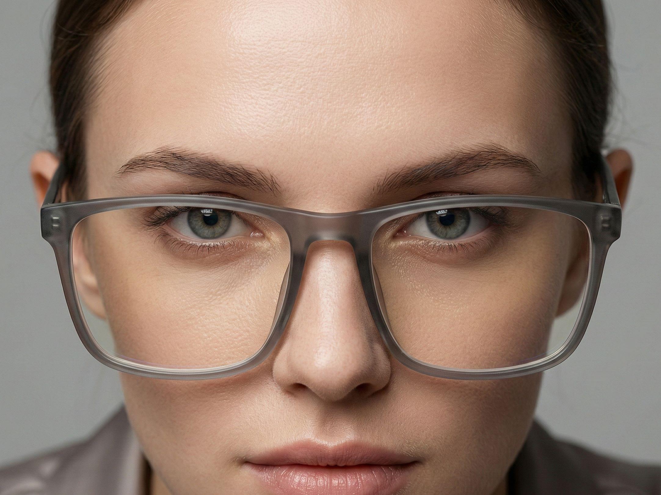 Vintage Mat Transparent Grey Square Eyeglasses view 4