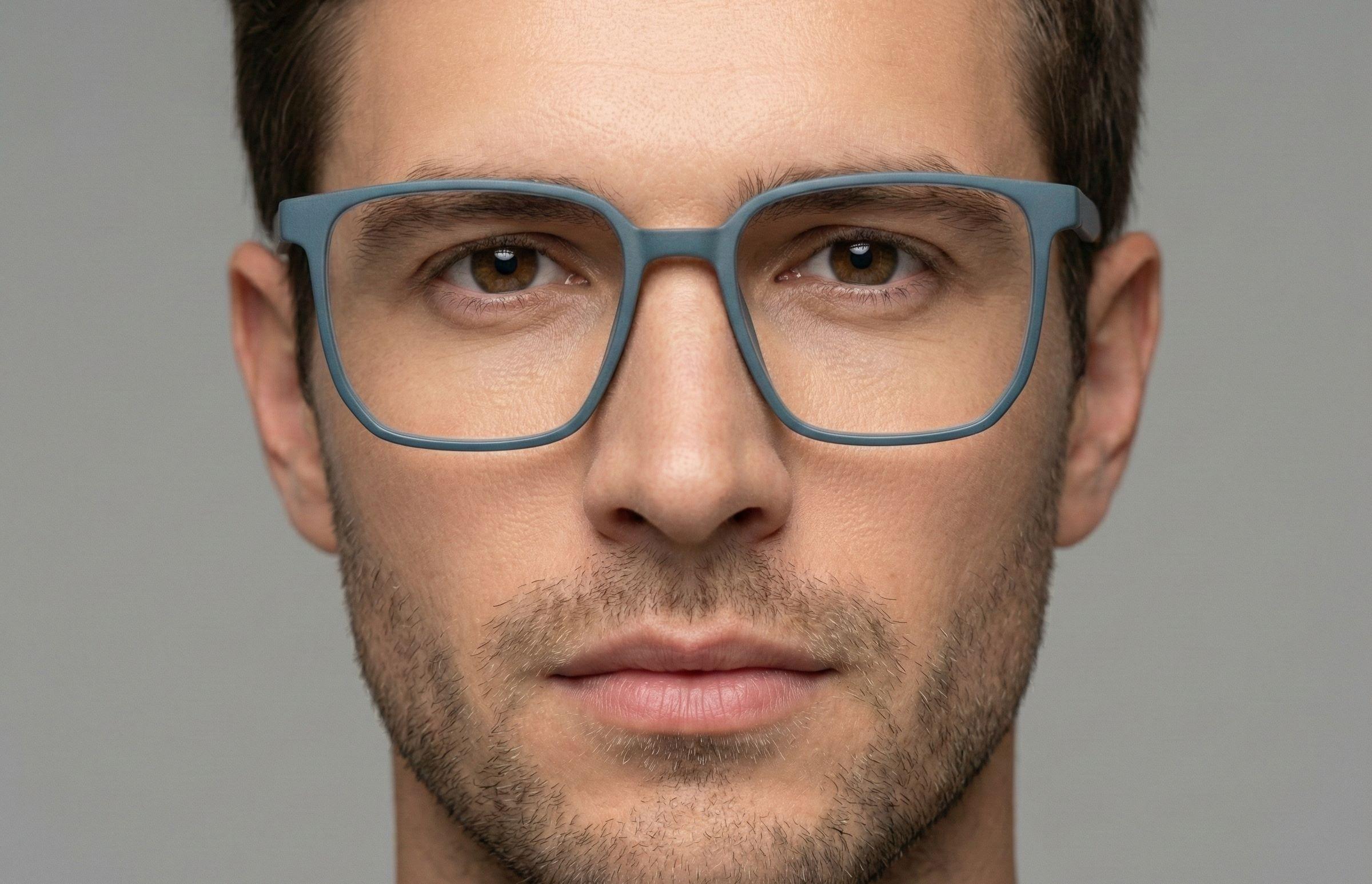 Vintage Mat Navy Blue Square Eyeglasses view 3