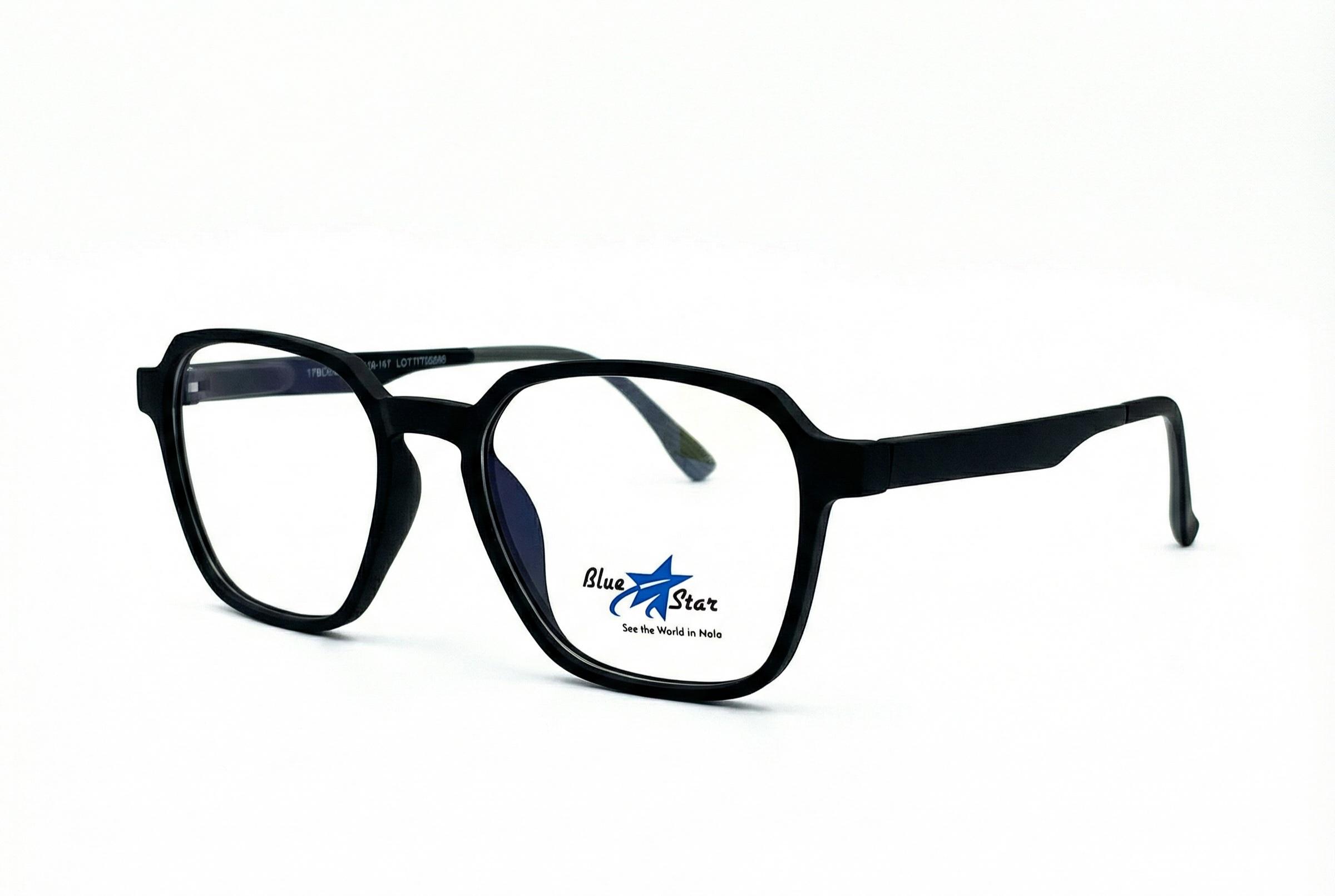 Vintage Mat Black Square Eyeglasses