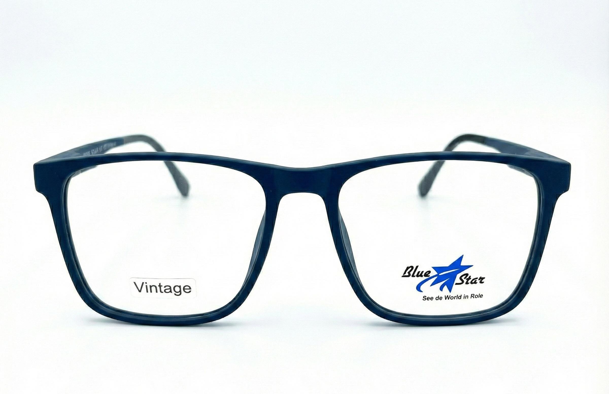 Vintage Mat Blue Square Eyeglasses