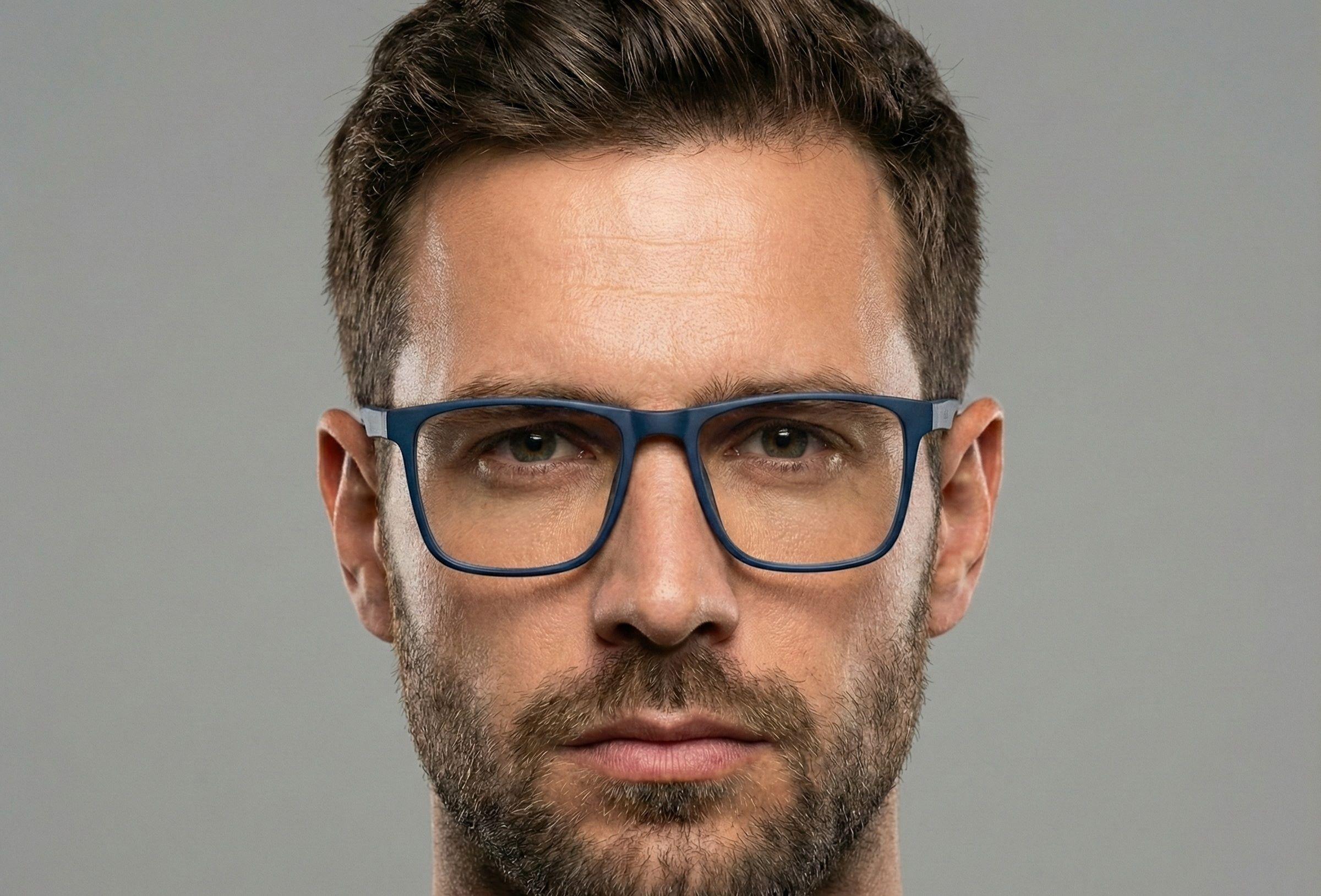 Vintage Mat Blue Square Eyeglasses view 3