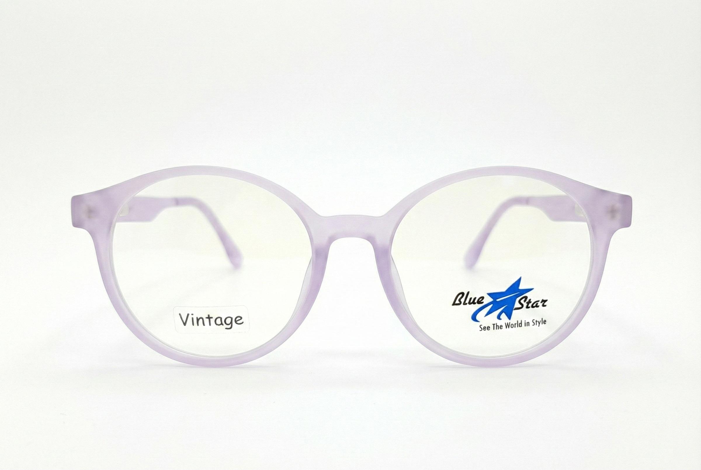 Vintage Mat Transparent Pink Round Eyeglasses