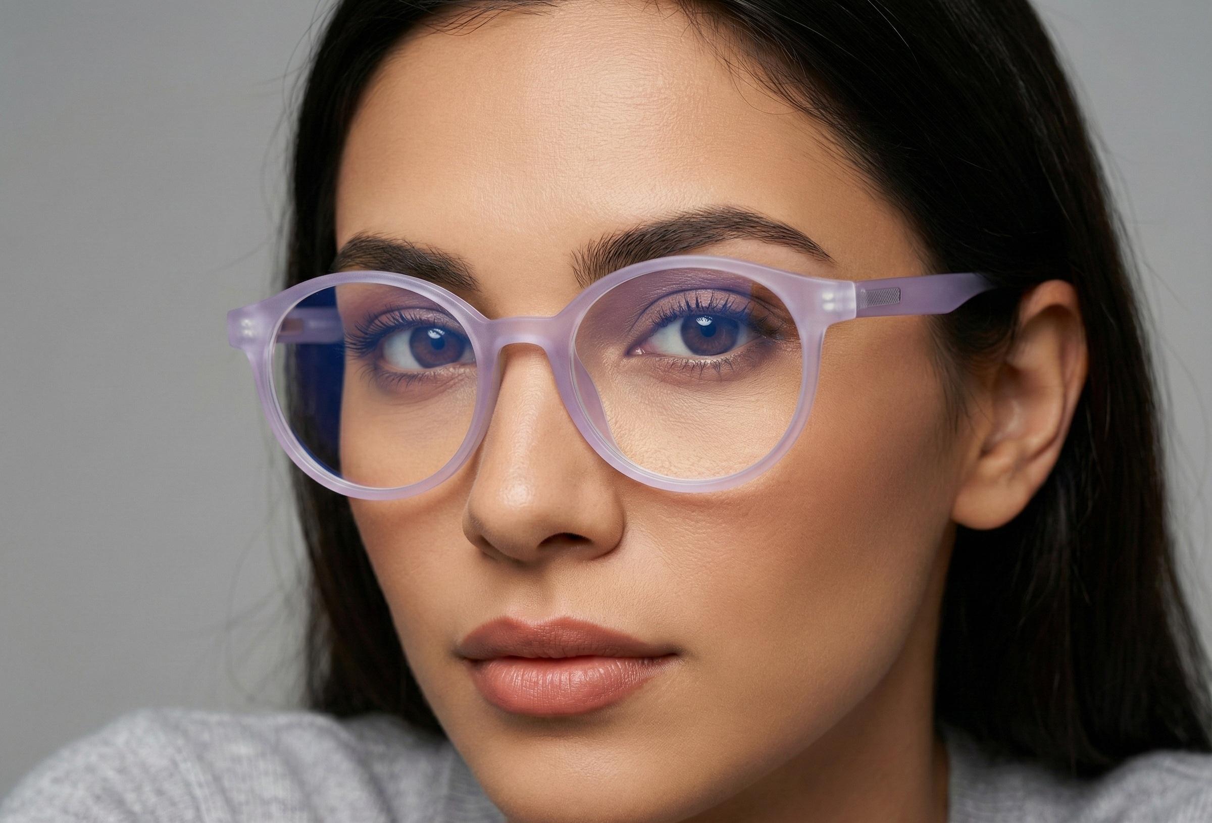 Vintage Mat Transparent Pink Round Eyeglasses view 3