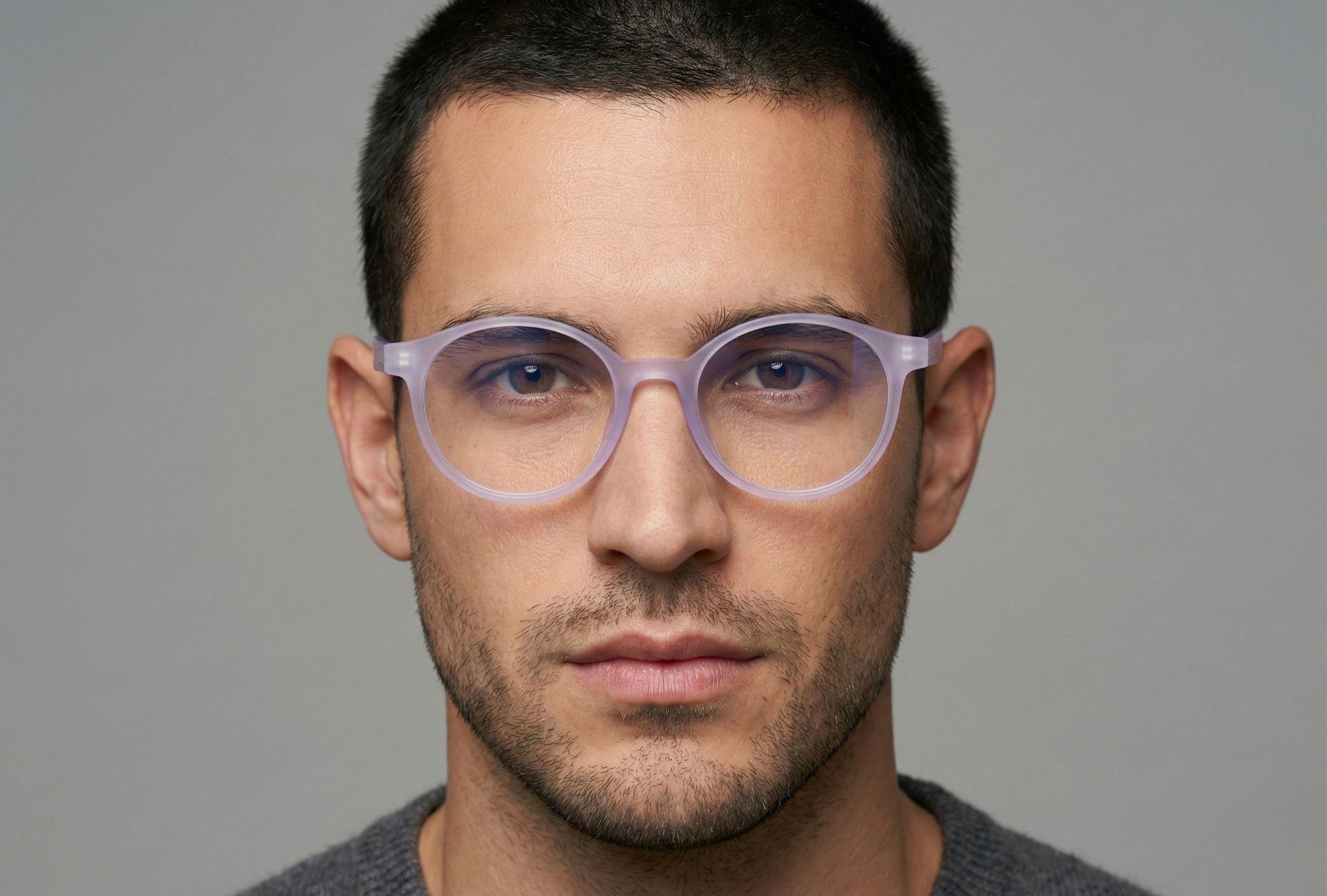 Vintage Mat Transparent Pink Round Eyeglasses view 4