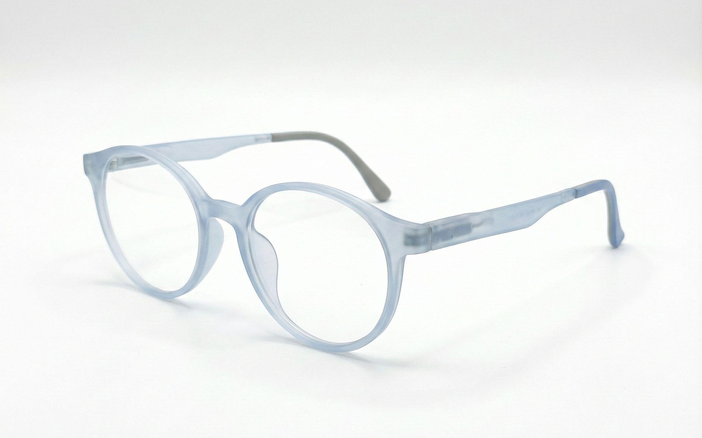 Vintage Mat Transparent Blue Round Eyeglasses view 2
