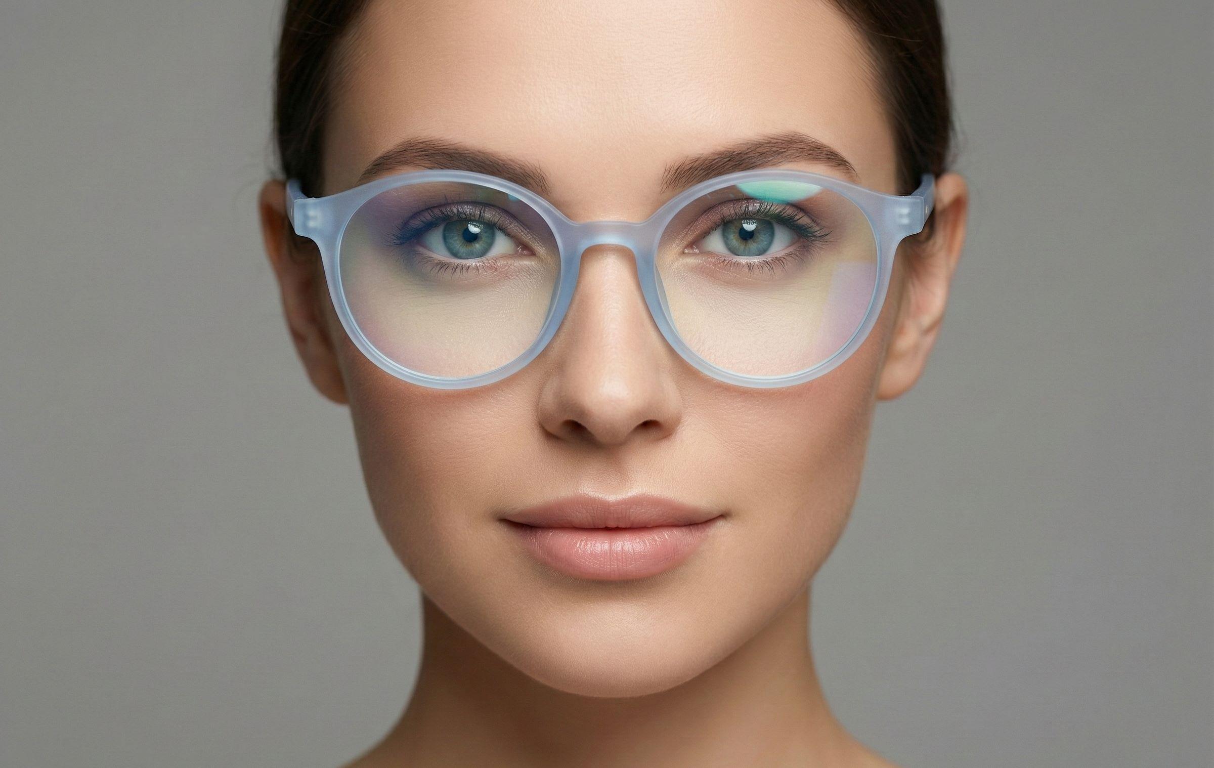 Vintage Mat Transparent Blue Round Eyeglasses view 4